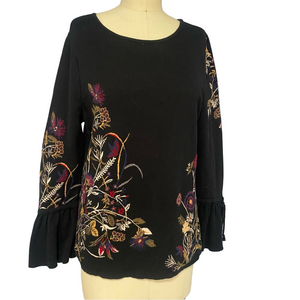 Chico’s floral Embellished 3/4 Sleeve sweater